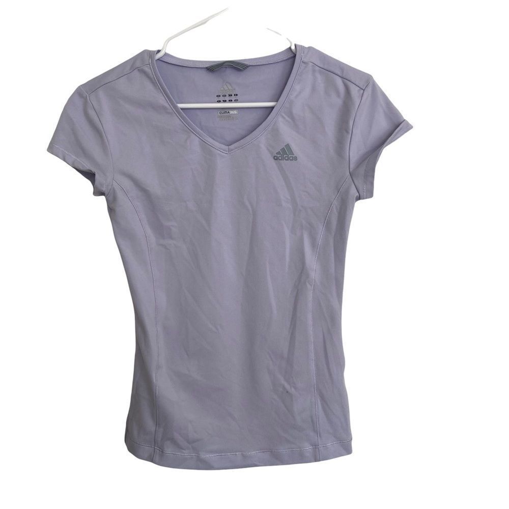Adidas Shirt Women's S Purple Clima365 V-Neck Climalite Performance Essentials